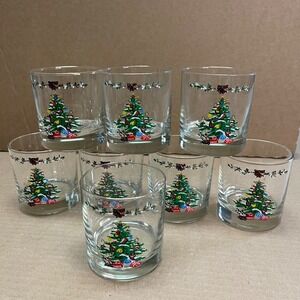Vintage 1979 Montgomery Ward Holiday Christmas Tree Double Old Fashioned Glasses